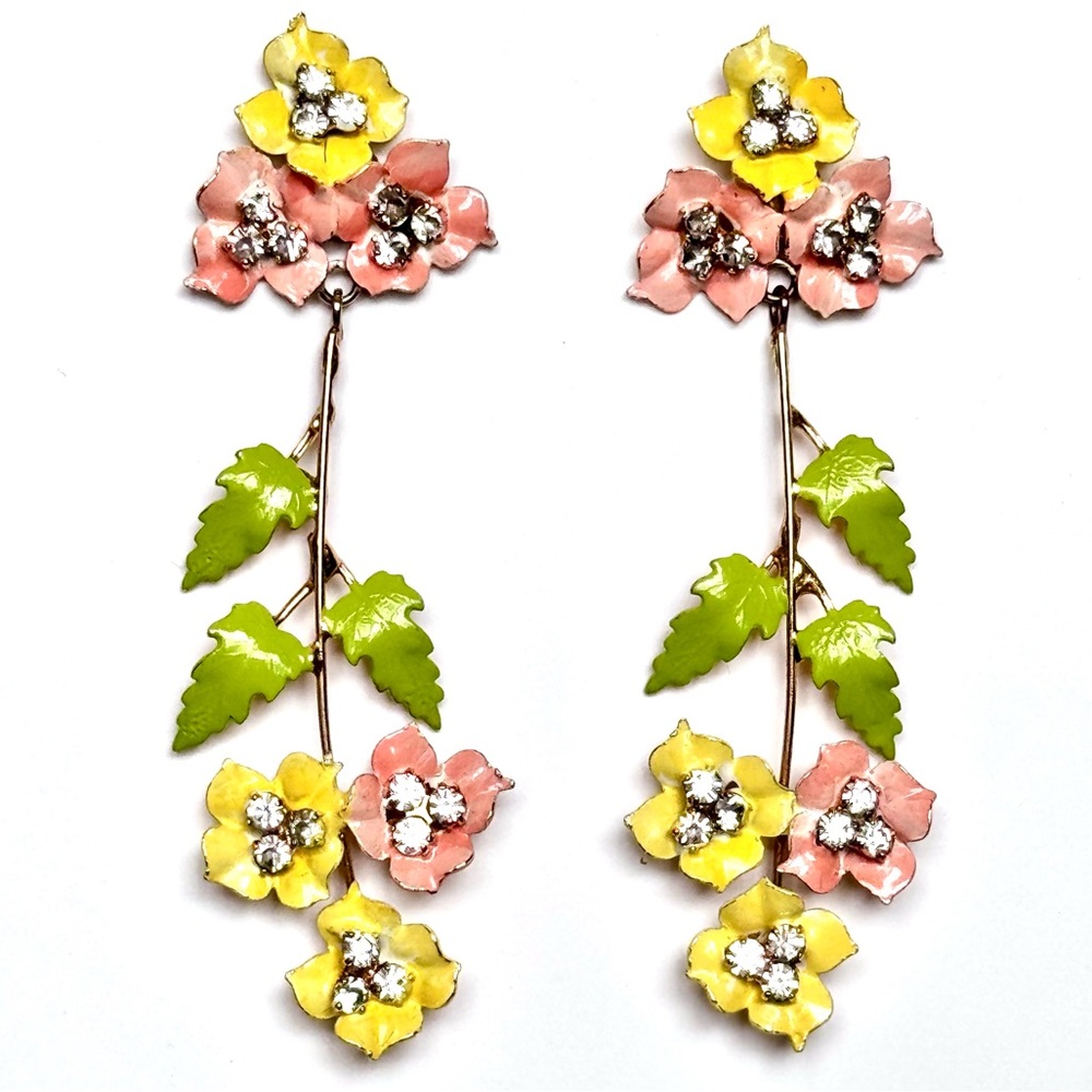 JENNIFER BEHR Multicolor Statement Floral Earrings 3.5”